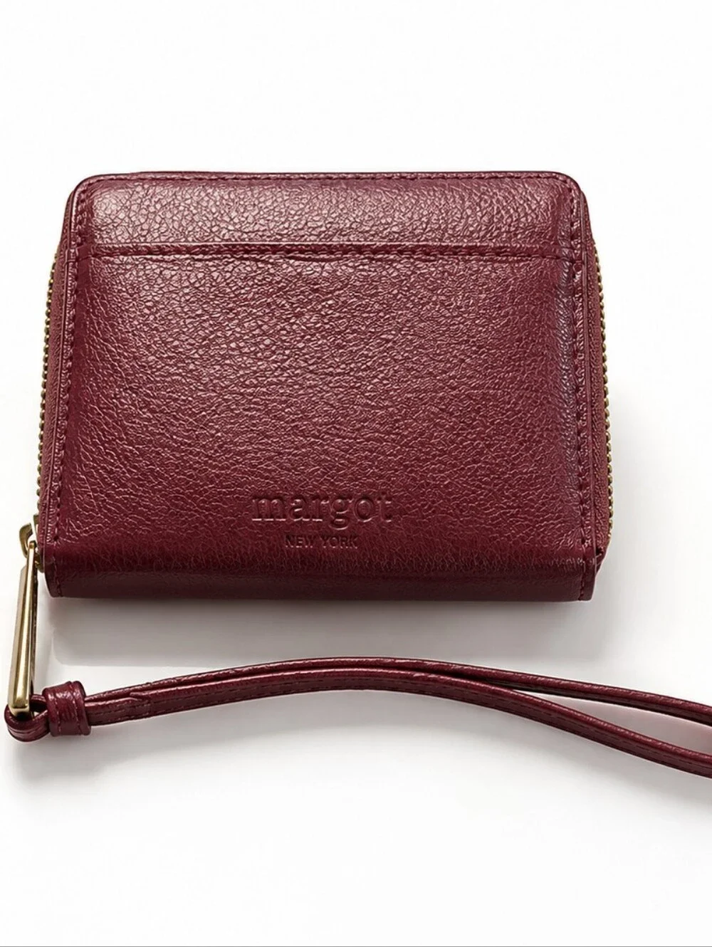 MARGOT Leather Burgandy Zip Wristlet Wallet